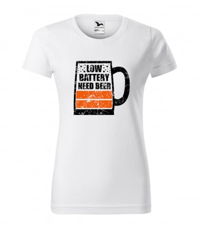 Mesaje petrecere - Tricou personalizat pentru petrecareti, cadoul perfect, Low Battery, Need Beer