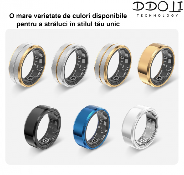 Inel smart inteligent DDOLI®, ultra-usor 2.9g, monitorizare somn, calorii, activitati fitness, ritm cardiac, oxigen din sange, rezistent la apa [15]