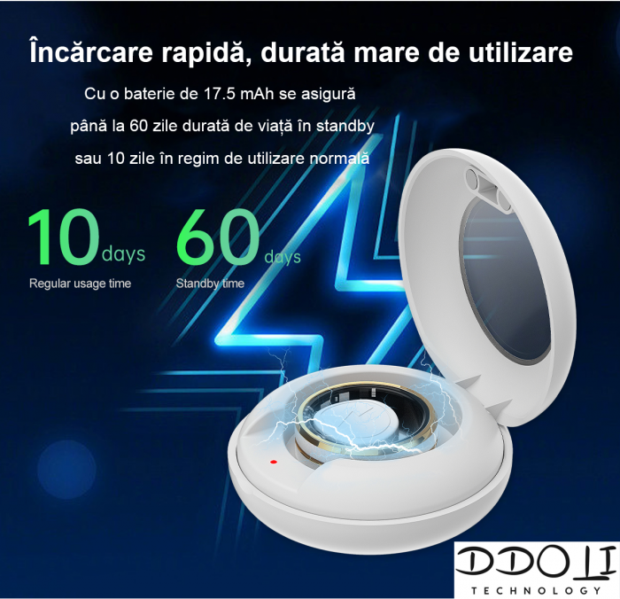 Inel smart inteligent DDOLI®, ultra-usor 2.9g, monitorizare somn, calorii, activitati fitness, ritm cardiac, oxigen din sange, rezistent la apa [7]