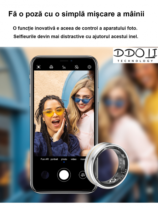 Inel smart inteligent DDOLI®, ultra-usor 2.9g, monitorizare somn, calorii, activitati fitness, ritm cardiac, oxigen din sange, rezistent la apa [11]