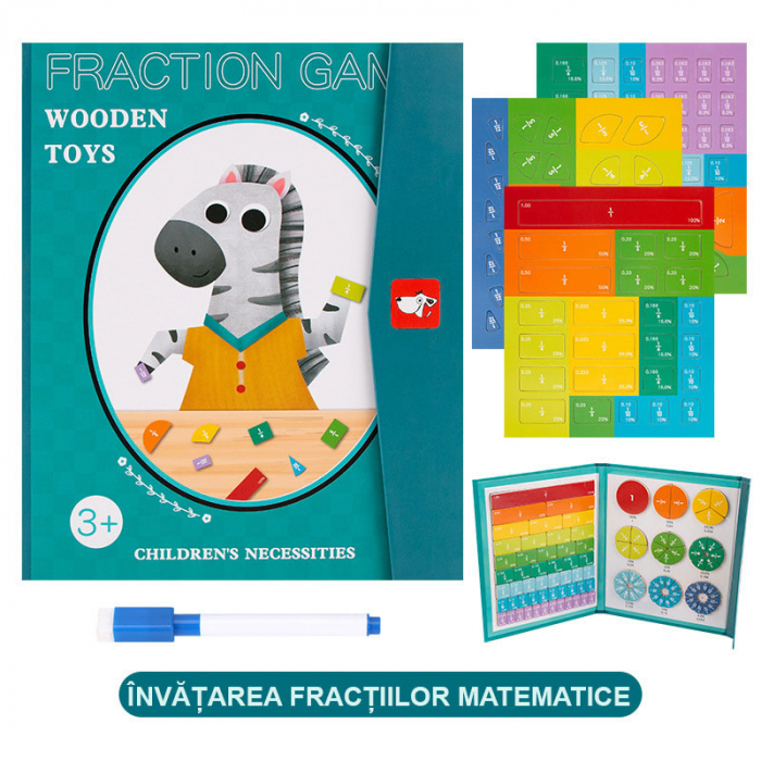 Învață Fracțiile prin Joacă – Carte Interactivă cu Figuri Magnetice (5-10 ani) [1]