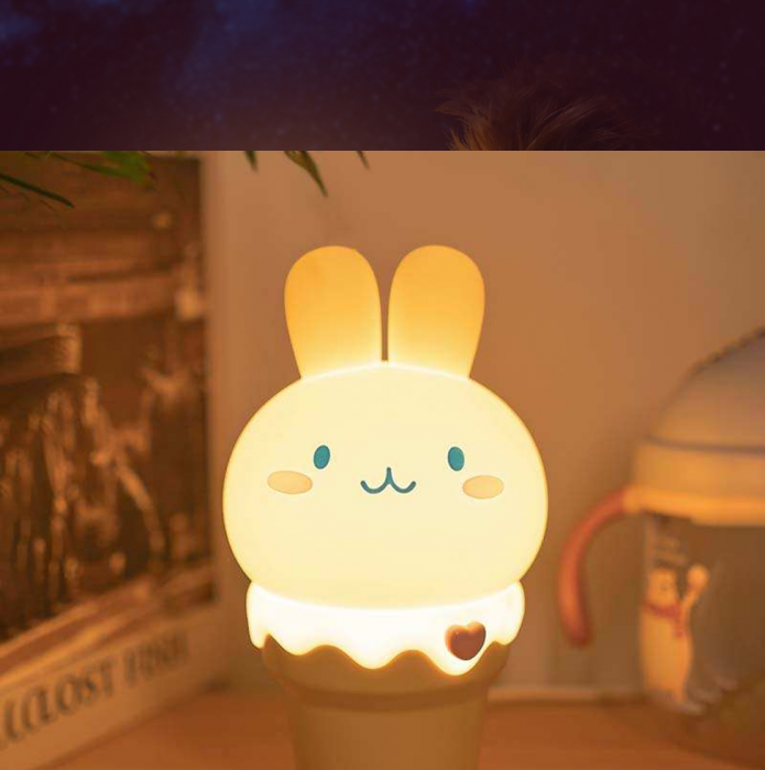 Lampa de veghe iepurasul inghetata DDOLI®, silicon fara BPA, incarcare USB, portabila [5]