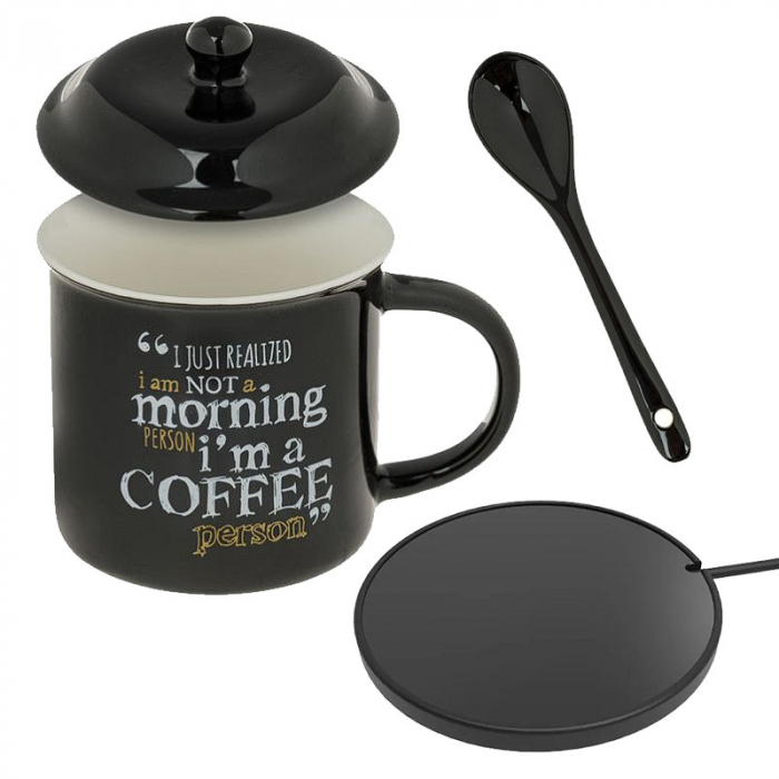Set cadou cana cu incalzitor, capac si lingura, pastrare lichide calde, USB [1]