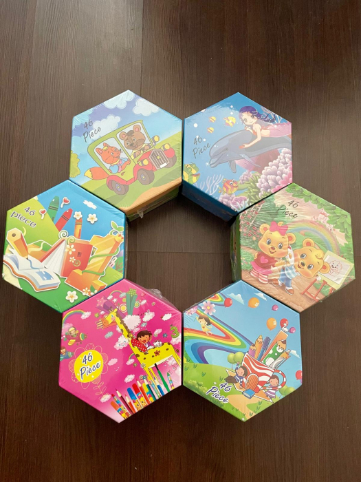 Set de desen hexagonal pentru copii 3-8 ani, diferite modele [1]