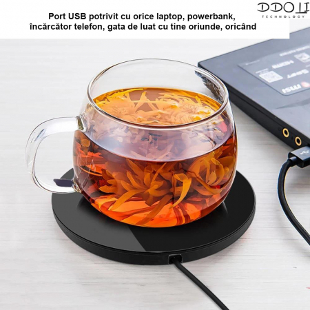 Suport bauturi cu mentinere temperatura 55 grade, USB [1]