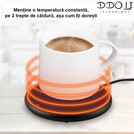 Suport bauturi cu mentinere temperatura 55 grade, USB [0]