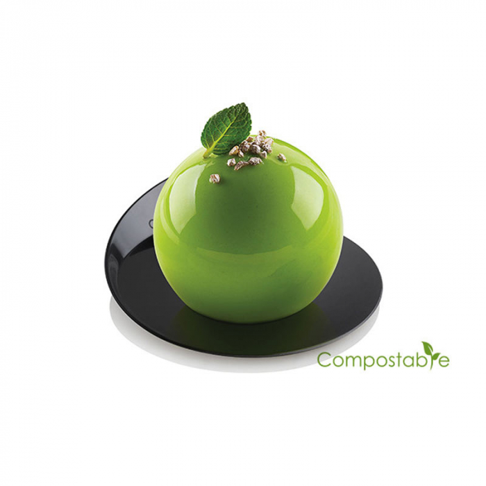 Baza Plastic Prezentare Monoportii, Compostable Rotund Negru, Ø 8.6 cm, Set 100 Buc [2]