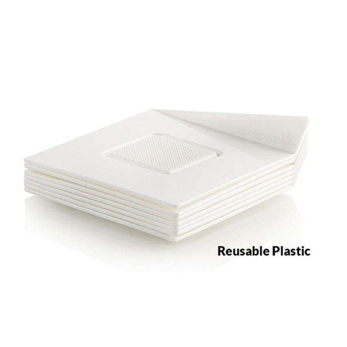 Baza Plastic Prezentare Monoportii, Model Patrat Alb, 8.3 x 8.3 cm, Set 100 Buc [3]