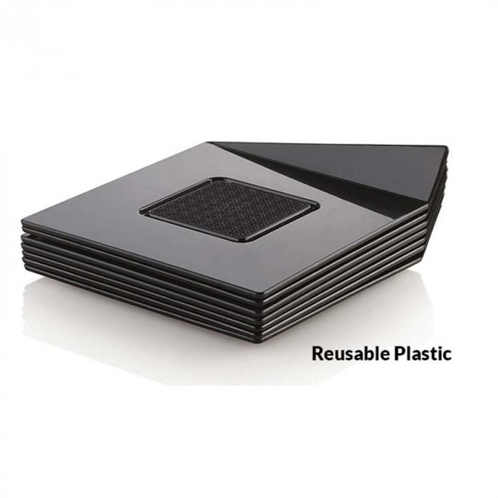 Baza Plastic Prezentare Monoportii, Model Patrat Negru, 8.3 x 8.3 cm, Set 100 Buc [3]