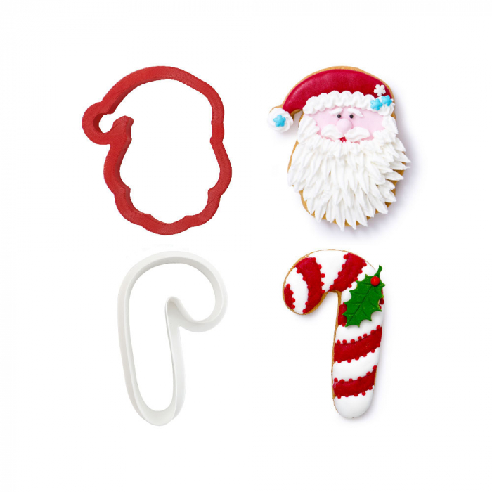 Biscuiti sau Decoruri Craciun - Decupatoare Plastic Mos Craciun, Candy Cane Ø 8.5 x H 2 cm, Set 2 Buc [3]