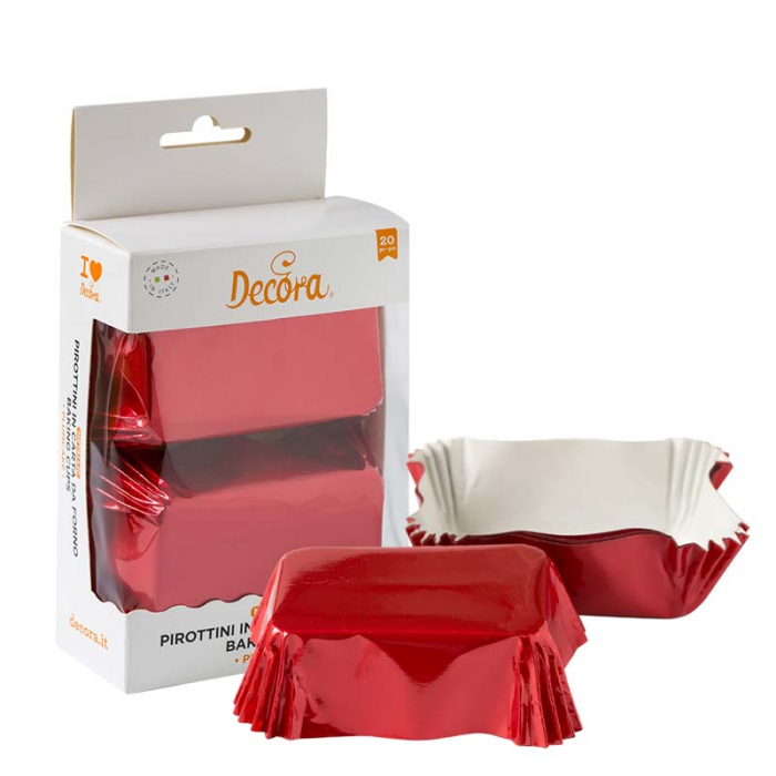 Chese Dreptungh. Hartie Rosu Metalizat 8 x 5 x H 3.2 cm, 20 buc [1]