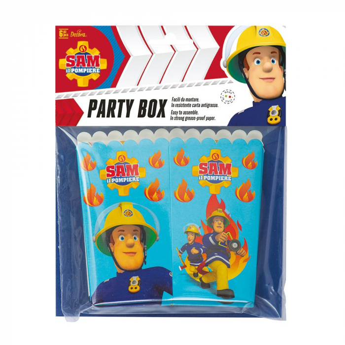 Cutii Party Pompierul Sam, Carton Impermeabil, 7 x 7 x H 14 cm, 6 Buc [2]