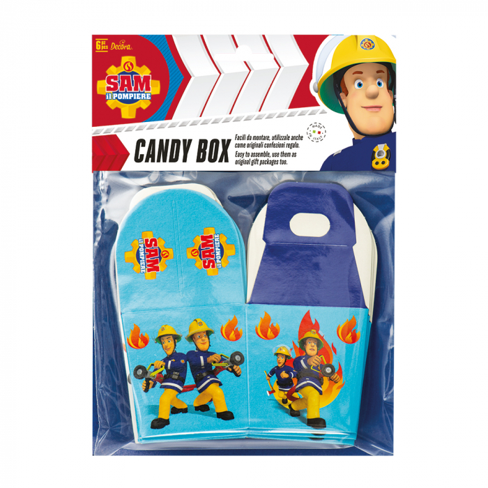Cutii Party Pompierul Sam, Carton Impermeabil, 7 x 7 x H 8 cm, 6 Buc [2]