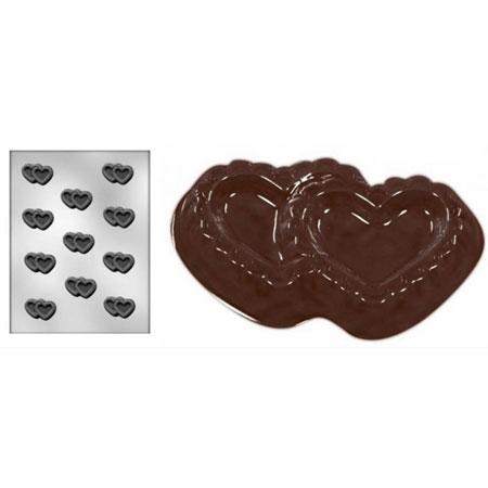 Decor Inimioare Duble Ø 4.4cm - Matrita Plastic Ciocolata [3]