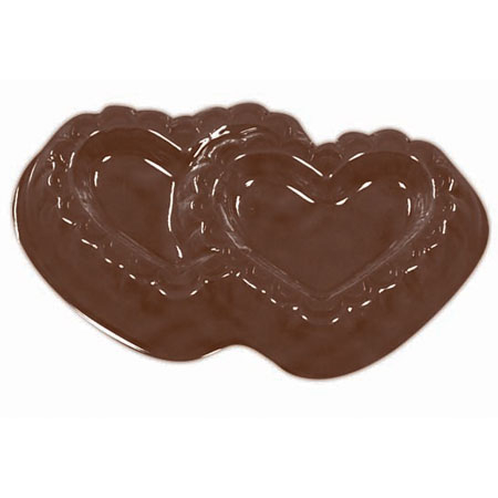 Decor Inimioare Duble Ø 4.4cm - Matrita Plastic Ciocolata [1]