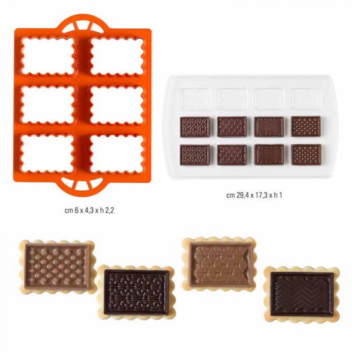 Decupatoare Plastic Biscuiti 6 x 4.3 x H 2.2 cm, 6 Cavitati + Matrita Plastic Ciocolata [2]