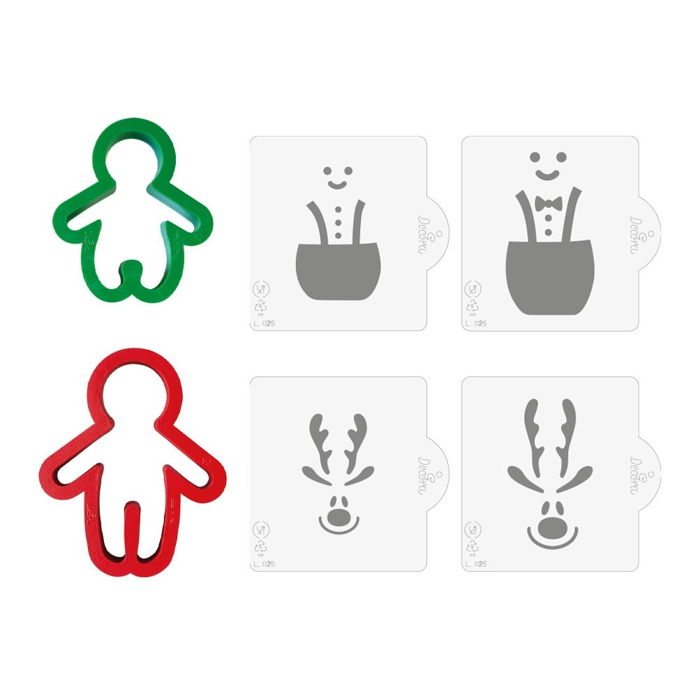 Decupatoare Plastic Craciun - Gingerman 6 - 11 x 8 x H 2.2 cm, 2 Buc + 4 Sabloane [2]