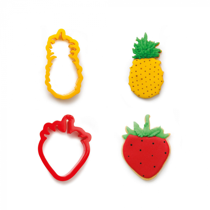 Decupatoare Plastic Fructe - Ananas si Capsuna Ø 7 si 10 x H 2.2 cm, 2 Buc [3]