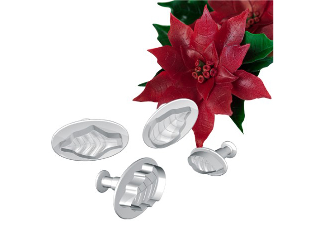 Floare de Craciun - Decupatoare Plastic cu Extractor Ø 3.2 - 6 cm, Set 4 Buc [3]