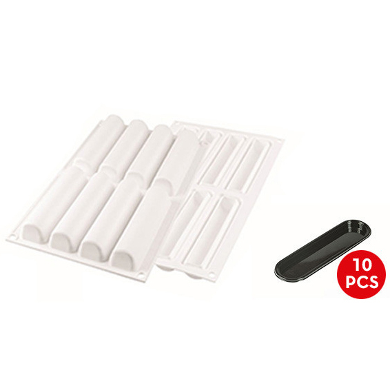 Forma Silicon Cylindre Monoportii 12.6 x 2.7 x H 2.7 cm, 10 Tavite + Decupator [2]
