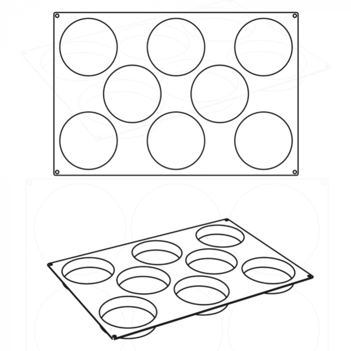 Forma Pavoflex 60x40 cm Discuri Ø14xH3 cm, 8 cavitati, 130 ml [3]