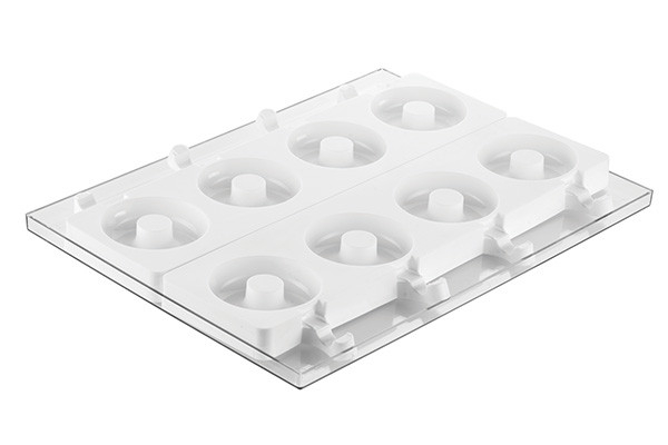 Forma Silicon Inghetata Donuts, 2 forme x 4 cavitati Ø 8 x H 2.25 cm + tavita + 50 bastonase [3]