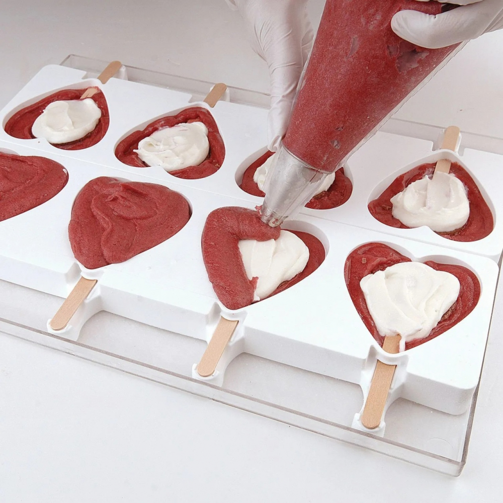 Forma Silicon Inghetata Heart IC, 2 forme silicon x 4 cav. 9.1 x 8.5 x H 2.3 cm, 96 ml [3]