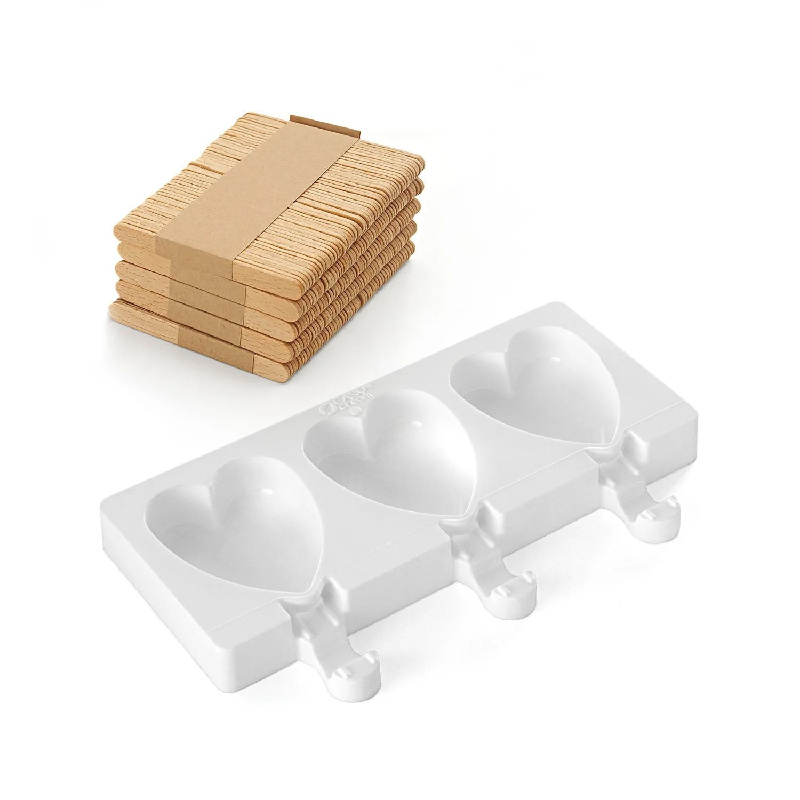 Forma Silicon Inghetata Mini Heart GEL03M, 3 cavitati x 6.7 x 5.5 x H 1.8 cm, 45 ml, 50 bastonase [2]