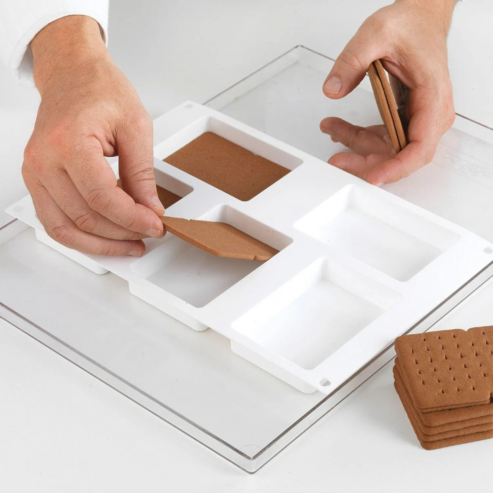 Forma Silicon Inghetata Sandwich Biscuit Double, 2 forme silicon x 5 cav. 6.8 x 9.9 x H 2 cm, 134 ml (BISC04) [3]