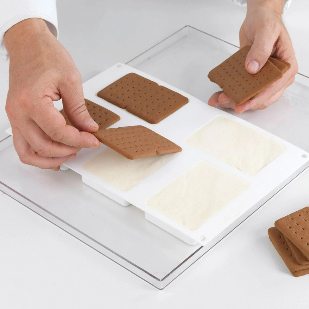 Forma Silicon Inghetata Sandwich Biscuit Double, 2 forme silicon x 5 cav. 6.8 x 9.9 x H 2 cm, 134 ml (BISC04) [5]