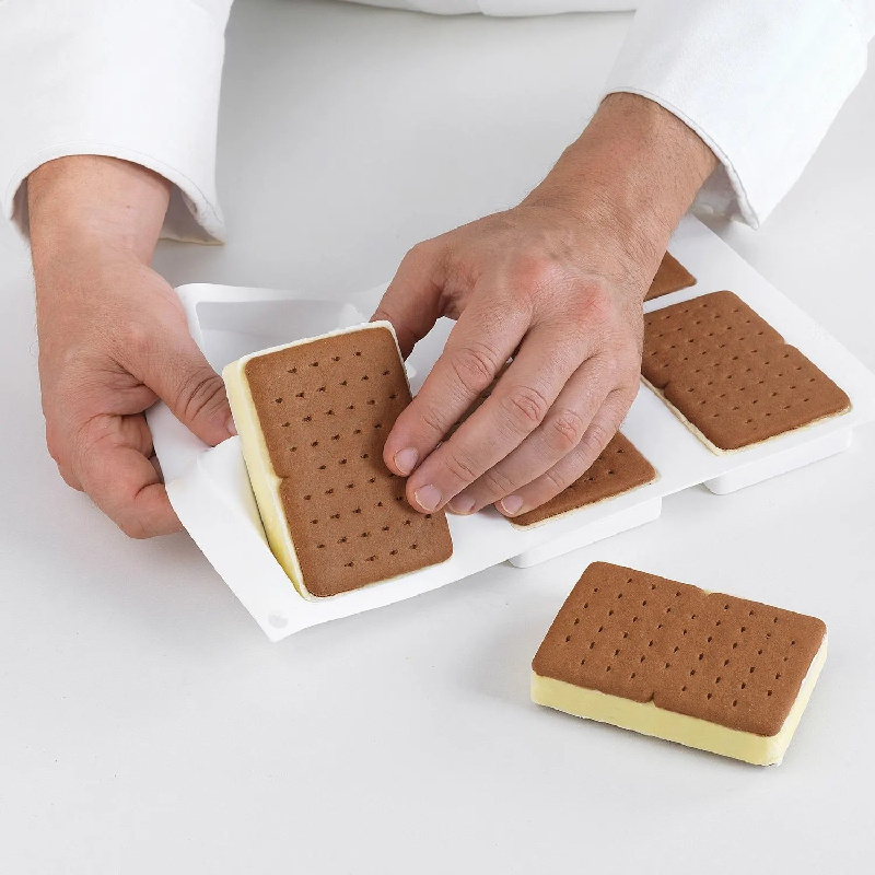 Forma Silicon Inghetata Sandwich Biscuit Double, 2 forme silicon x 5 cav. 6.8 x 9.9 x H 2 cm, 134 ml (BISC04) [6]
