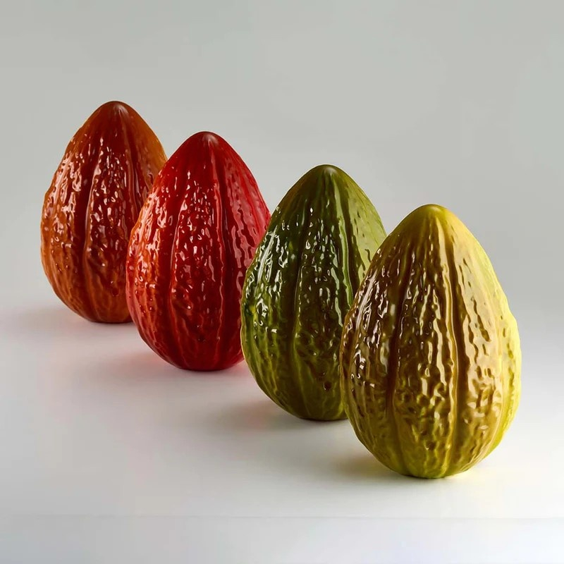 Fruct Cacao 3D Ø 14 x H 20.5 cm, Set Matrite Plastic 2 Subiecte Ciocolata [2]