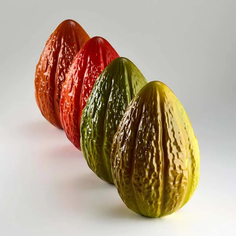 Fruct Cacao 3D Ø 14 x H 20.5 cm, Set Matrite Plastic 2 Subiecte Ciocolata [1]