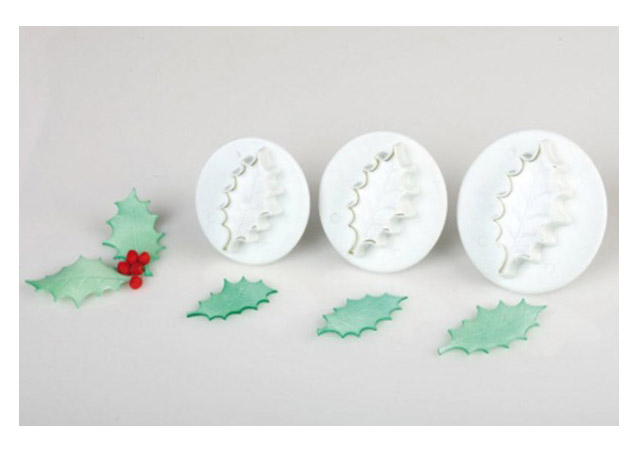 Frunze Ilex 1 Petala - Decupatoare Plastic cu Extractor Ø 2, 3 si 3.5 cm, Set 3 Buc [4]