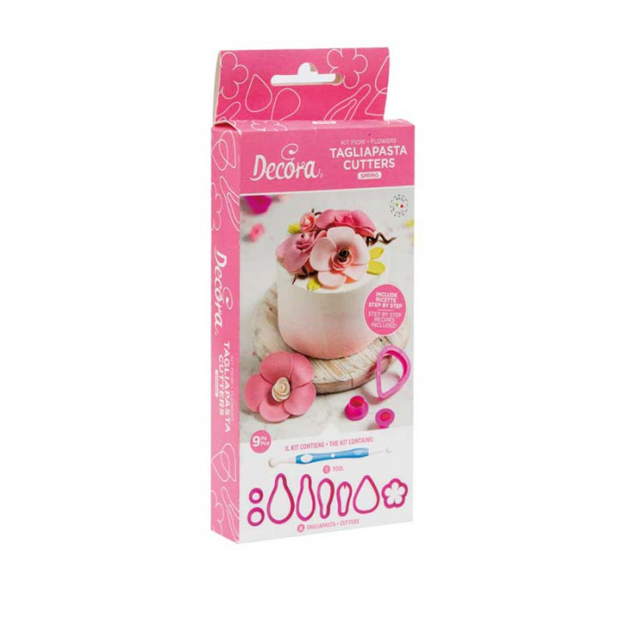 Kit Flori Primava - 8 Decupatoare, 1 Ustensila modelare Pasta Zahar, Tehnici de Lucru [1]