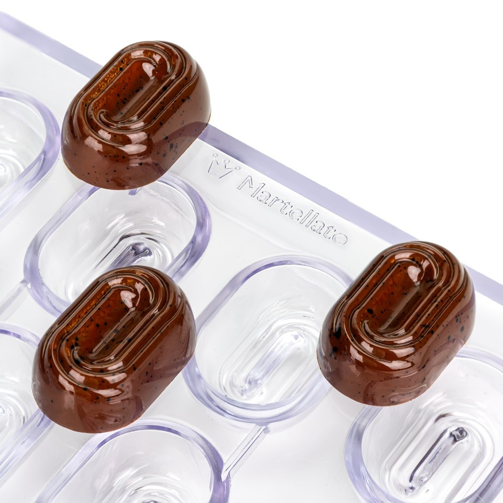 Matrita Policarbonat 20 Praline Biscuit, 3.8 x 2.55 x H 1.35 cm, 10.5 gr [2]