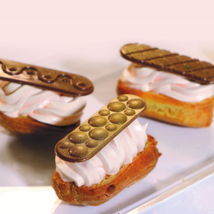 Matrite Plastic Decor Ciocolata pentru Eclair Mignon, Set 6 Buc, 72 Decoruri [2]