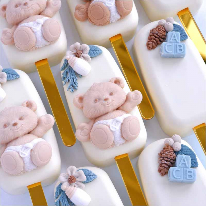 Mulaj Silicon Decoruri Bebe cu Ursulet, 3 Subiecte  [4]