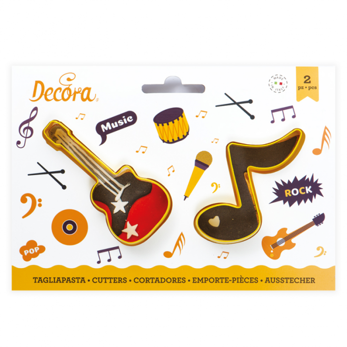 Muzica, Chitara si Nota - Decupatoare Plastic Ø 7 si 9 x H 2.2 cm, Set 2 Buc [2]