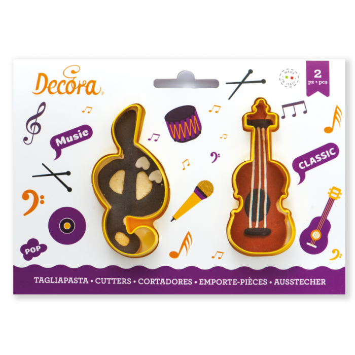 Muzica, Vioara si Cheia Sol - Decupatoare Plastic Ø 9 x H 2.2 cm, Set 2 Buc [2]