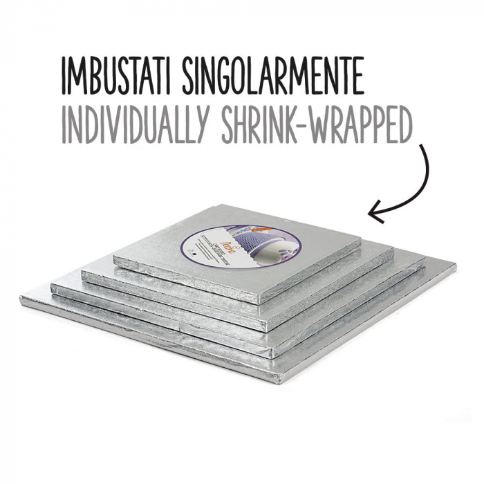 Platou Tort Patrat Argintiu, 25 x 25 x H 1.2 cm [3]