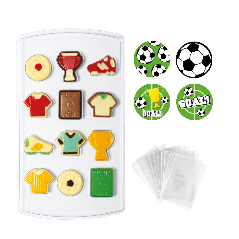 Matrita Plastic Praline Decoruri Ciocolata, Fotbal Ø 1.5 x H 2.6 cm, Set Matrita Plastic si Accesorii Ambalare [1]