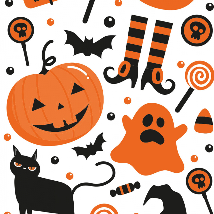 Pungi S cu Baza, Celofan cu Model Haloween, 12.5 x 3 x H 24 cm, Set 20 Buc  [2]