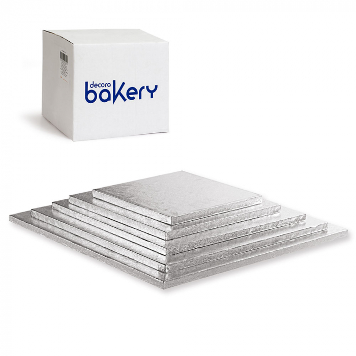 Set 10 Platouri Tort Patrate Argintii, 20 x 20 x H 1.2 cm [3]