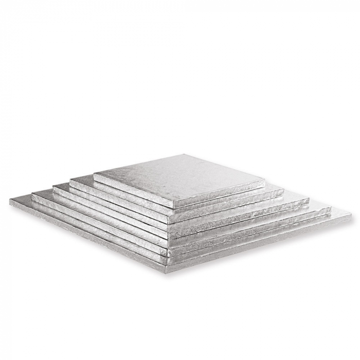Set 10 Platouri Tort Patrate Argintii, 20 x 20 x H 1.2 cm [2]