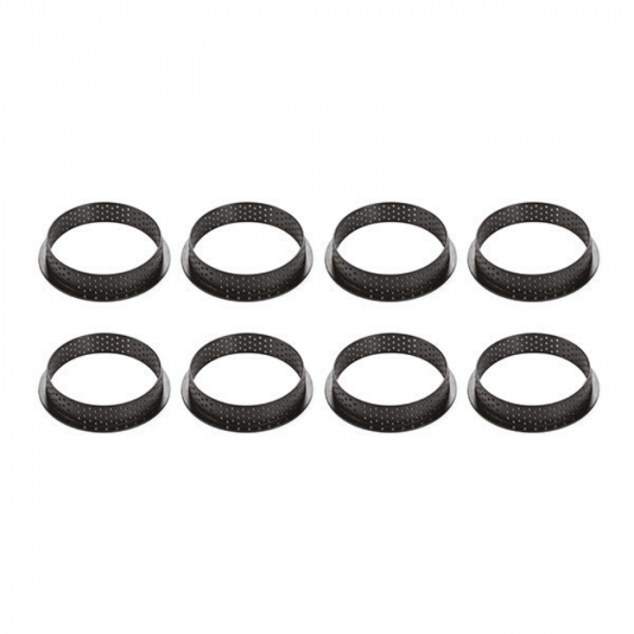 Set Tarte Ø 7 cm Cocoa, 8 Rame Microforate + Forma Silicon 8 Cavitati [8]