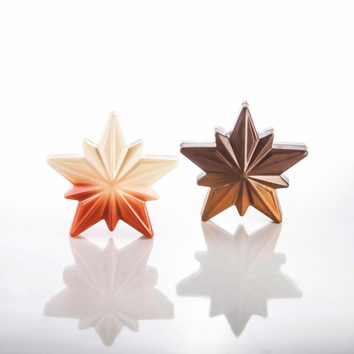 Stea Craciun Polaris 3D 17.2 x 16. 4 x H 7.5 cm, Set Matrite Plastic 2 Subiecte Ciocolata [2]