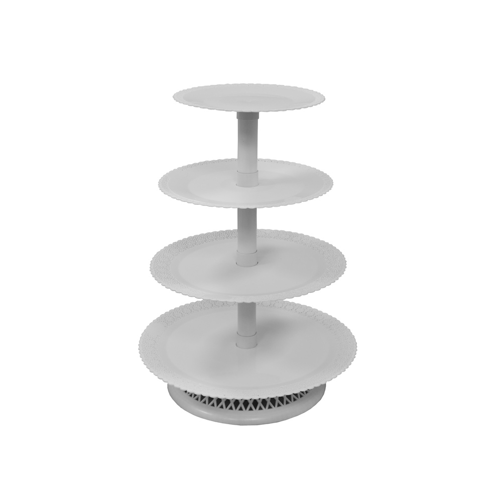 Suport Tort/ Bufet 4 Etaje, Plastic Alb, Ø 40-35-30-25 x H 54 cm [2]