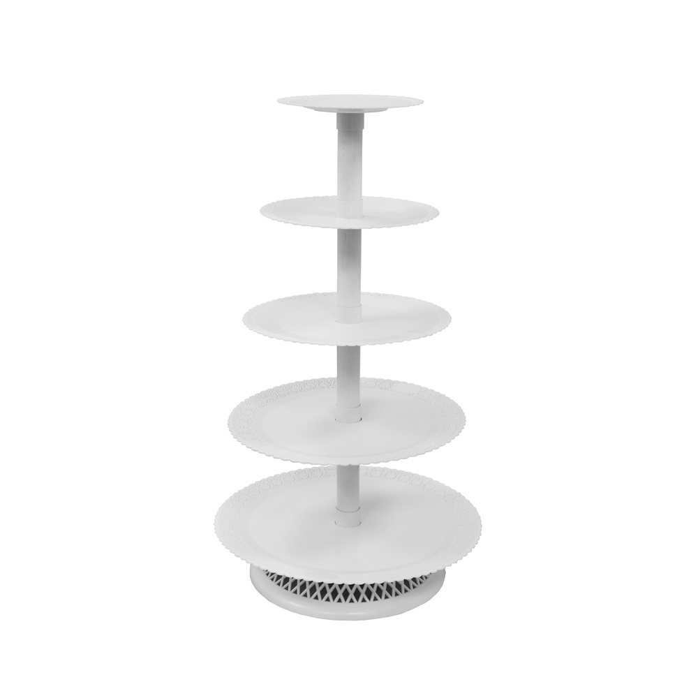 Suport Tort/ Bufet 5 Etaje, Plastic Alb, Ø 40-35-30-25-20 x H 70 cm [2]
