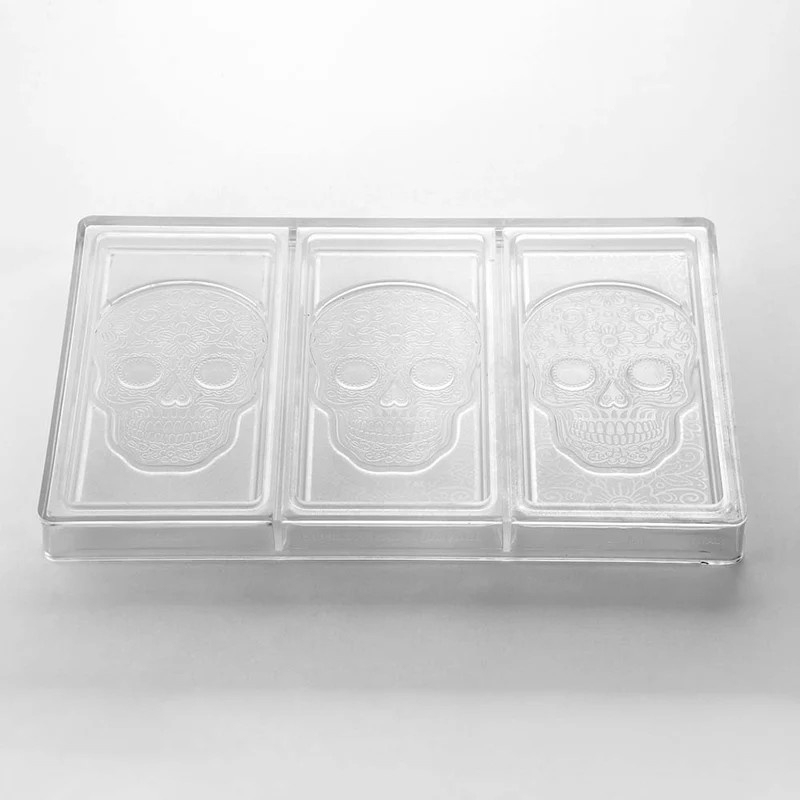 Tablete Ciocolata 15.4 x 7.7 x H 0.9 cm - Matrita policarbonat Craniu, 3 cavitati, 100 gr [4]